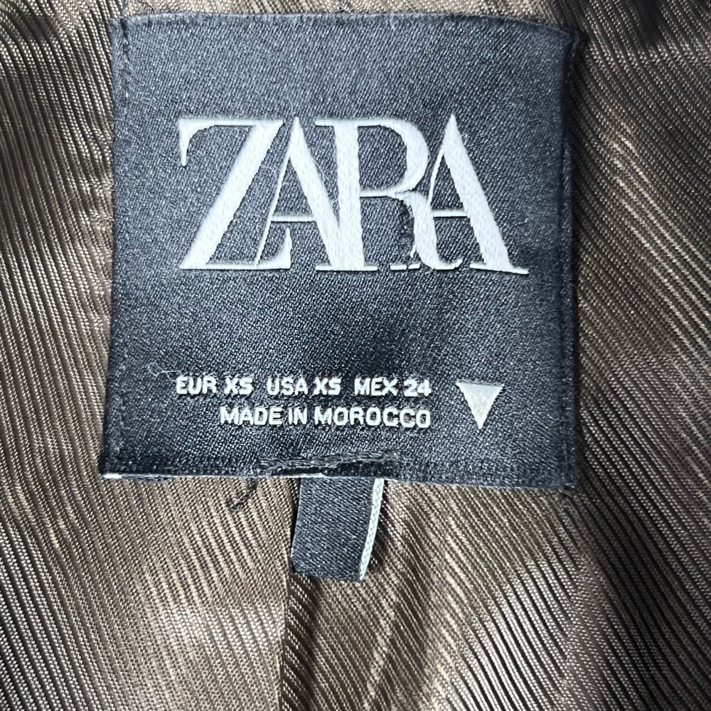 Zara Olive Green/Red Wool Blend Coat Excellent Condition XS - Picture 7 of 9